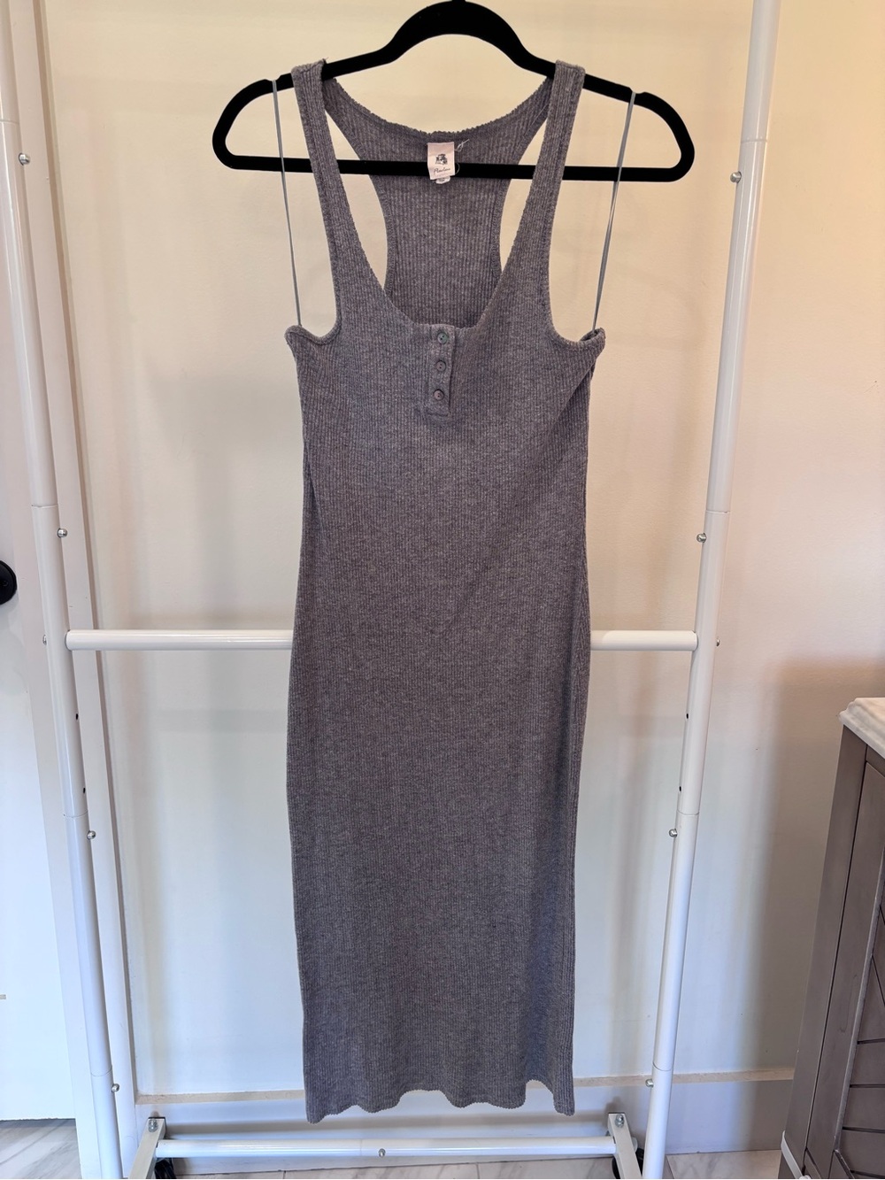 LAWLESS Ribbed Tank Midi Dress in Heather Gray